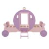 Twin Size Princess Carriage Bed With Crown, Platform Car Bed With Stair - Purple / Pink - Image 6