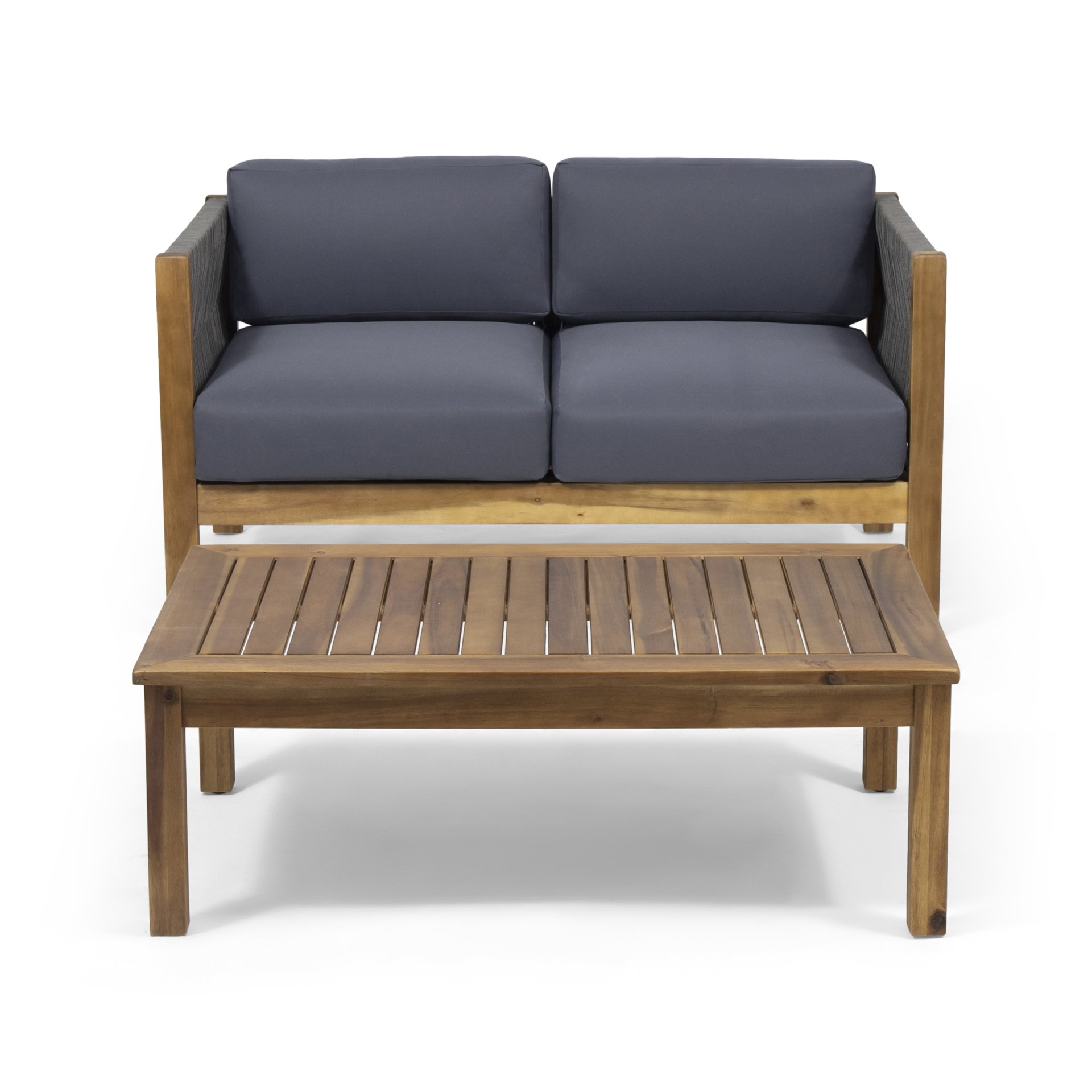 Charlotte - Outdoor And Rope 4 Seater Chat Set With Cushions - Teak - Image 5