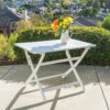 Blissique - Outdoor Foldable Wood Dining Table With Slat Design - White - Image 4