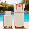 2 Piece Luggage Set With Bags Expanable Spinner Wheels ABS Lightweight Suitcase With Tsa Lock 20" / 24" - Khaki / Brown - Image 23