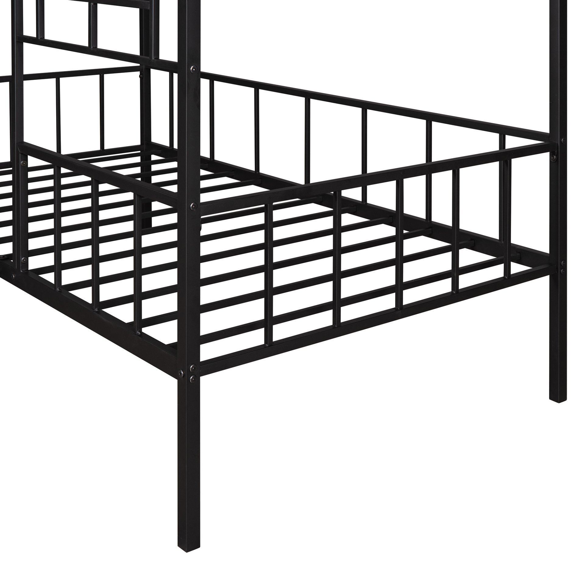 House Bed Frame Twin Size With Slatted Support No Box Spring Needed - Black - Image 8