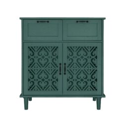 2 Door 2 Drawer Cabinet, American Furniture, Suitable For Bedroom, Living Room, Study - Dark Green