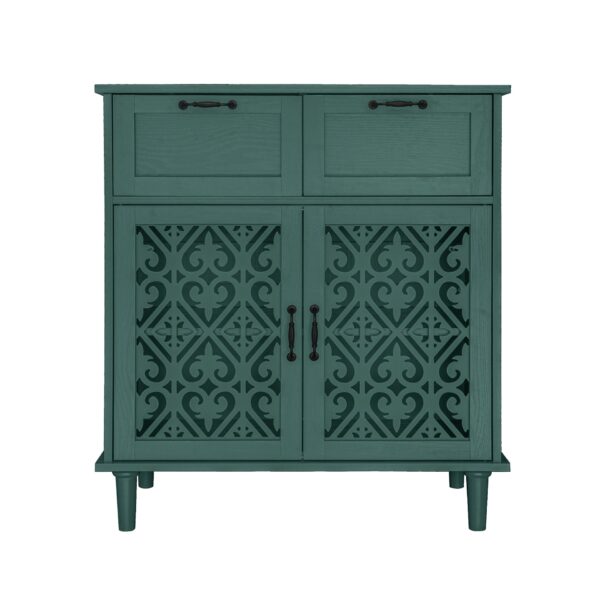 2 Door 2 Drawer Cabinet, American Furniture, Suitable For Bedroom, Living Room, Study - Dark Green