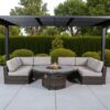 4 Person Outdoor Seating Set With Cushions And Fire Pit, Rustproof - Brown - Image 2