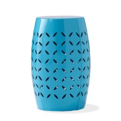 Lilac - Lace Cut Side Table Iron Compact Design - Blue