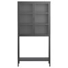Heavy Duty Metal Storage Cabinet, Sideboards & Buffet, Display Storage Cabinet With Glass Doors And 2 Adjustable Shelves, Tall Bookcase Modern Bookshelf Cabinet For Home Office, Living Room - Black - Image 17