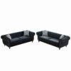 Mid Century Modern Chesterfield Velvet Upholstery Sofa With Roll Armrest & Nailhead, 3 And 3 Seater - Black - Image 5