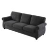 Soft Sofa, Upholstered 3 Seater Couch With High Density Foam, Loose Back Cushions And Turned Legs - Black - Image 2