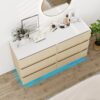 Fluted 6 Drawers Dresser, Double Dresser Chest Of Drawers, Modern Chest Of Drawers With LED, Drawer Organizer For Bedroom, Living Room, Hallway - Natural - Image 5