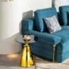Modern Living Room Coffee Table With Tempered Glass Carbon Steel - Gold - Image 5