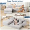 Modern L Shaped Sectional Sofa With Memory Foam & Steel Frame, Corduroy Fabric - Light Gray - Image 5