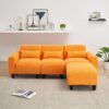 Teddy Fleece Creative Sofa Can Be Assembled Into A Two-Seater Sofa With A Single Couch With Three Waist Pillows To Perfectly Stretch Your Waist For Small Apartment Bedroom Spaces - Orange - Image 5