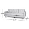 Jenny - Contemporary Tufted Fabric 3 Seater Sofa - Light Gray - Image 3