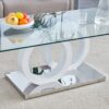 Contemporary Style Glass Top Coffee Table With White Base Suitable For Living Rooms And Lounge Areas - White - Image 6