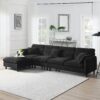 Modern Convertible Sectional Sofa L Shaped Reversible Couch Set With Free Pillows 5 Seat Cloud With Ottoman - Black - Image 17