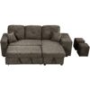 Reversible Sleeper Sectional Sofa Bed With Side Shelf And 2 Stools, Pull-Out L-Shaped Sofa Bed, Corner Sofa-Bed With Storage Chaise Left / Right Hande For Living Room - Knox Charcoal - Image 13
