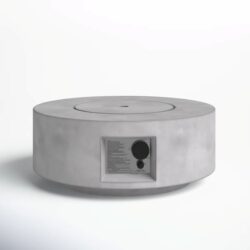 Reinforced - Propane / Gas Outdoor Fire Pit Table With Lid - Gray / White