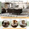 Modern Rectangle Coffee Table With Four Drawers, Wood Coffee Table With Metal Handles And Four Solid Wood Legs For Living Room - Brown - Image 6