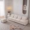 Modern Modular L Shaped Chenille Sofa Couch Reversible Ottoman With Storage Removable And Washable Cushions Sofa With USB Ports & Cup Holder For Living Room - Beige - Image 4