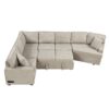 L-Shaped Sofa Sectional Sofa Couch Pull-Out Sofa Bed With Charging Devices And Cup Holders For Living Room - Beige - Image 13
