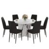 7 Piece Round Dining Table Set, Modern Round Table And 6 Upholstered Chairs For Dining Room, Kitchen Room, Living Room - White / Black - Image 8