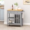 Aidah - Contemporary Kitchen Cart With Wheels - Gray - Image 5