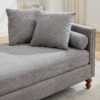 Chenille Upholstered Chaise Lounge With Nailheads And Rubberwood Legs, Wide Sleeper Sofa With 4 Throw Pillows & 2 Bolsters - Gray - Image 15