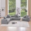 Oversized Modular U Shaped Sectional Sofa, Luxury Boucle Floor Couch Set, Convertible Sleeper Couch, Spacious Foam-Filled Sofa Bed, 4 Piece Free Combination - Gray - Image 13