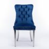 Nikki - Modern, High-End Tufted Solid Wood Contemporary Velvet Upholstered Dining Chair With Chrome Stainless Steel Plating Legs, Nailhead Trim, (Set of 2) - Blue / Chrome - Image 3