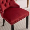 Classic Velvet Dining Chairs, High-End Tufted Solid Wood Contemporary Velvet Upholstered Dining Chair With Wood Legs Nailhead (Set of 2) - Burgundy - Image 11