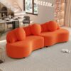 Modern Living Room Sofa Lamb Velvet Upholstered Couch Furniture For Home Or Office - Orange - Image 3