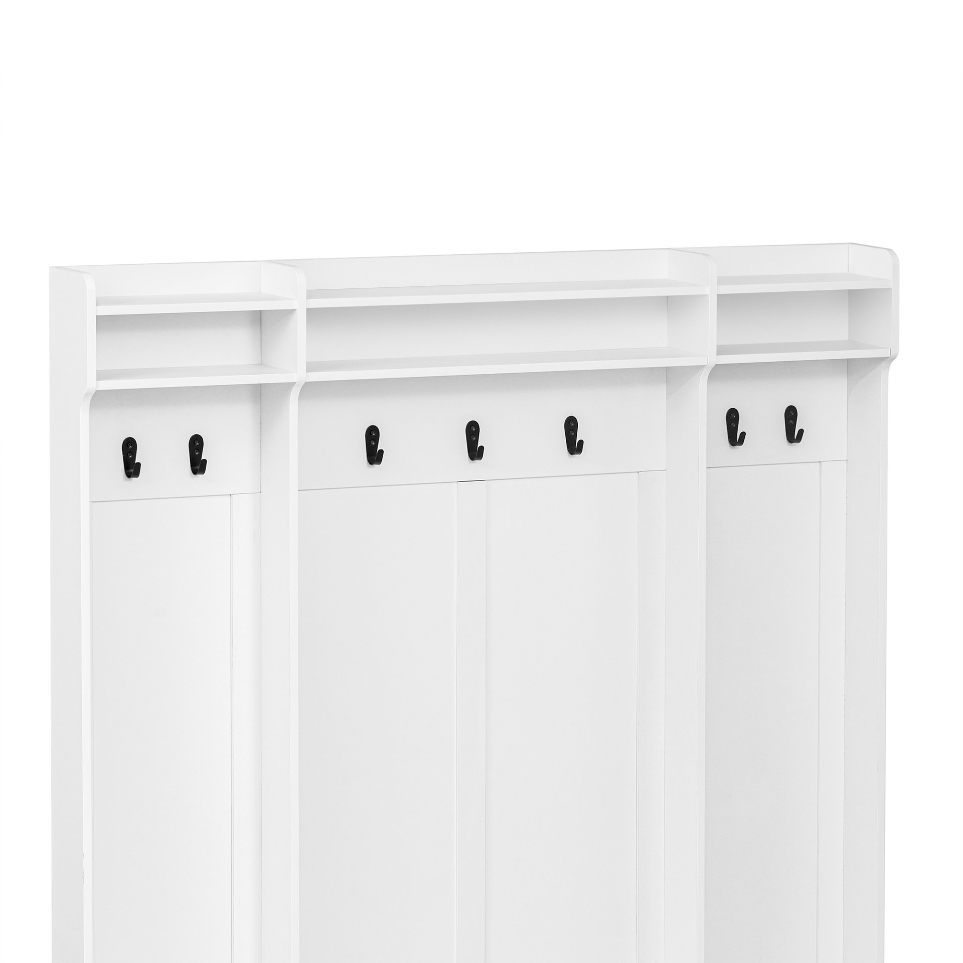 5 In 1 Entryway Bench With Coat Rack, 7 Sturdy Hooks, 2 Spacious Drawers And Adjustable Shelves, Wide Hall Tree With Metal Handles For Hallway - White - Image 16