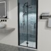 34" Bi-Fold Semi-Frameless Shower Doors In Matte With Clear Glass - Black - Image 8