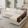 Sectional Sofa Upholstered Sofa Couch With Reversible Armrests For Living Room - Beige - Image 16