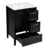 Retro Style Bathroom Vanity With Sink, Soft Closing Cabinet And Drawers - Black - Image 12