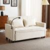 Loveseat Sofa Pull Out Sofa Bed Sleeper Sofa With A Reversible Backrest Cushion, Side Pockets, 2 USB Ports And A Phone Holder For Living Room - Beige - Image 10