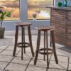 Primrose - Outdoor Acacia Wood Barstools With Foot Rest, (Set of 2) - Dark Brown - Image 7