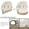 Outdoor Patio Daybed Wicker Rattan Double Daybed Round Sofa Furniture Set With Retractable Canopy, 4 Pillows For Lawn Garden Backyard Porch Pool - Beige - Image 4