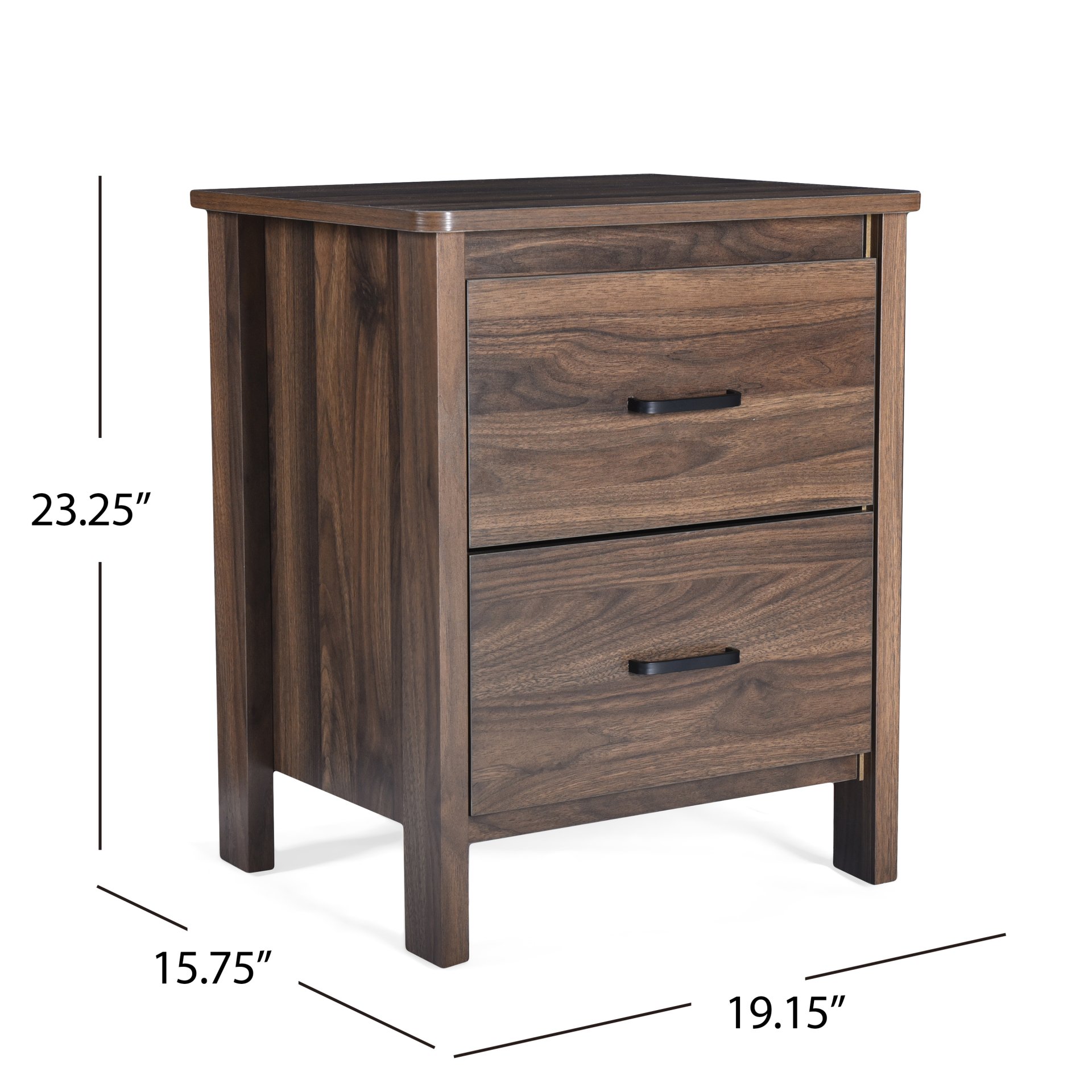 Titeca - Contemporary Wood 2 Drawer Nightstand - Brown - Image 3
