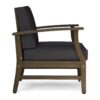Enchanting Outdoor Club Chair With Slat Panel Design And Water Resistant Cushion - Dark Gray - Image 5
