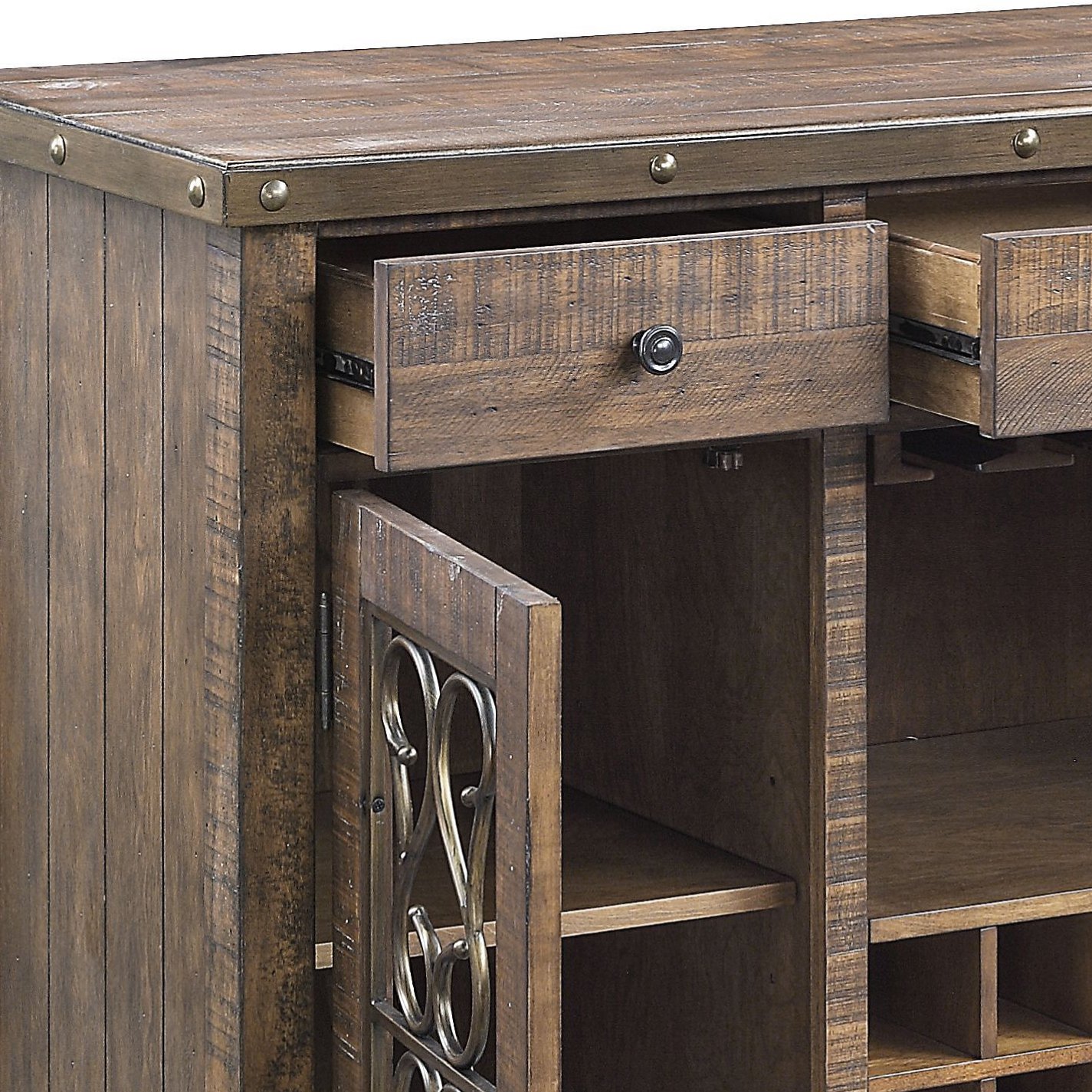 Raphaela - Server With Cup Holder & Wine Rack - Cherry - Image 2