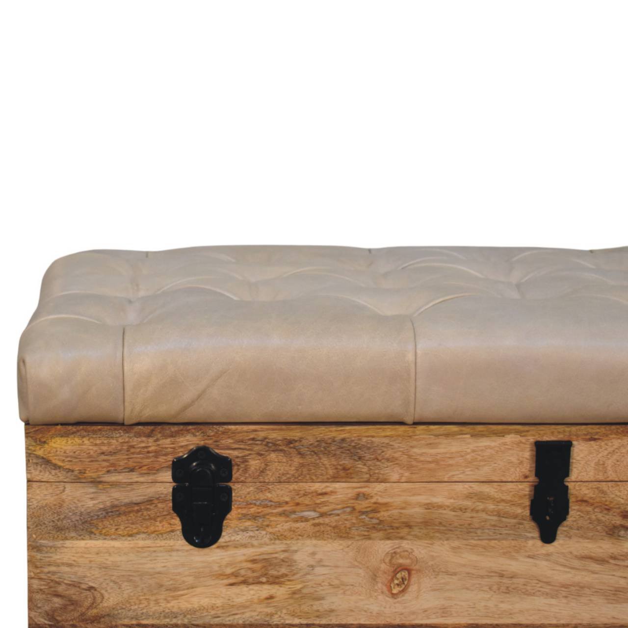 Buffalo - Hide Leather Storage Trunk - Beige / Brown - Image 8