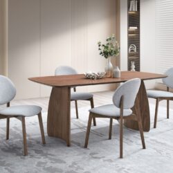 Hadasa - 5 Pieces Dining Room Set - Walnut / Light Gray