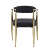 Dining Chairs (Set of 2), Mid-Century Modern Dining Chairs, Kitchen Dining Room Chairs, Round Boucle Backrest Sherpa Dining Chair With Metal Legs - Black / Gold - Image 6
