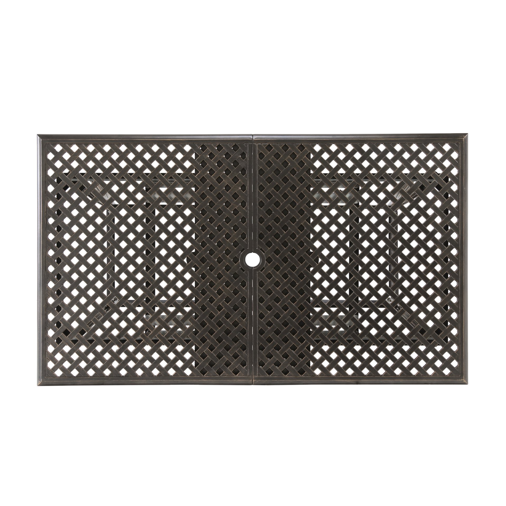 Outdoor Expandable Dining Table With Umbrella Holder, Lattice Pattern And Curved Legs - Black - Image 8