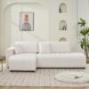 Jessica - Lamb Wool Left Facing Sectional Sofa With Chaise - Beige - Image 14