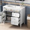 Bathroom Vanity With Top Sink, Modern Bathroom Storage Cabinet 2 Drawers And A Tip-Out Drawer, Single Sink Bathroom Vanity - White - Image 17