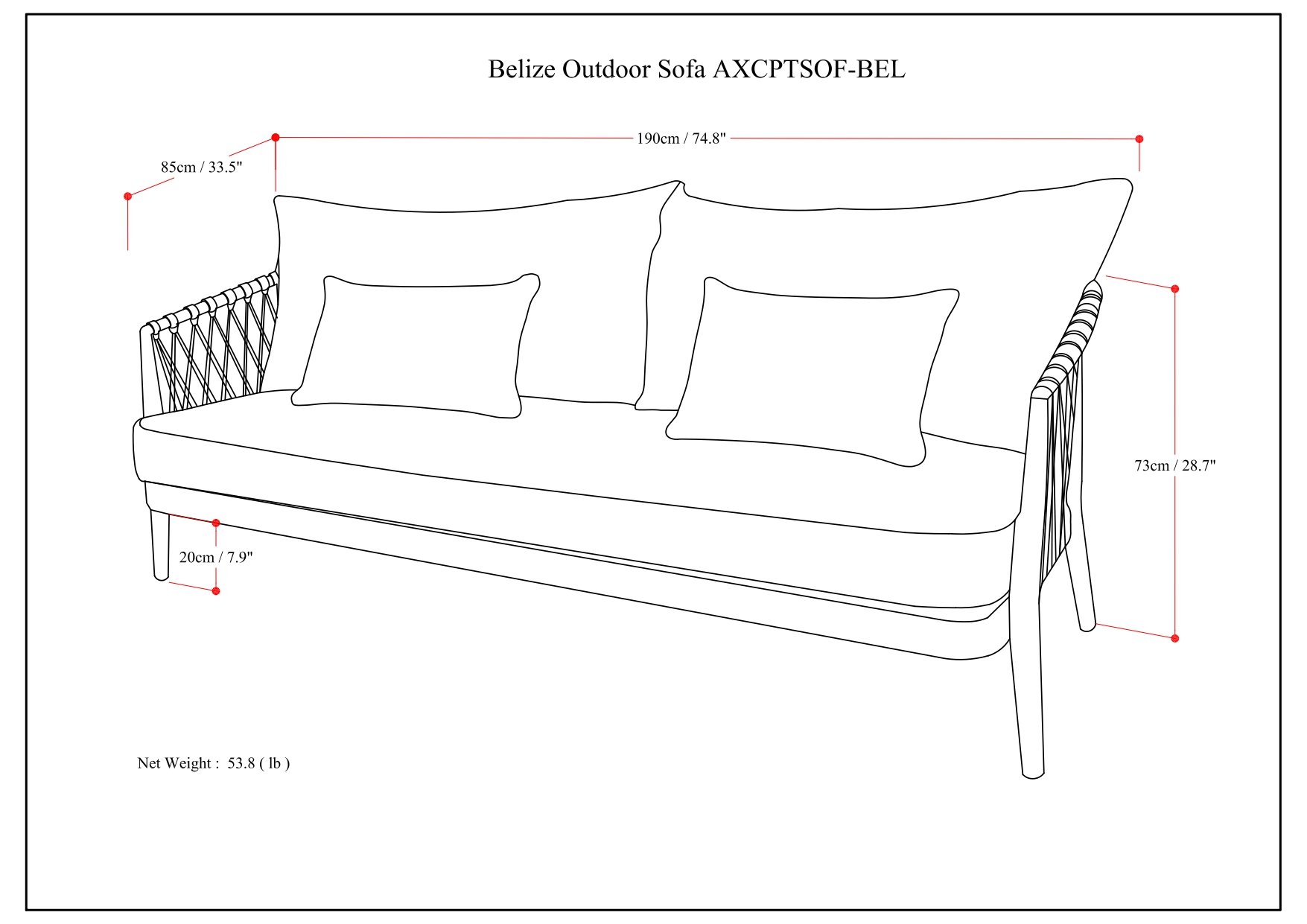 Belize - Outdoor Sofa - Sand Drift - Image 9