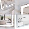 LED Bathroom Vanity Mirror Wall Mounted Adjustable White / Warm / Natural Lights Anti-Fog Touch Switch With Memory Modern Smart Large Bathroom Mirrors - Silver - Image 19
