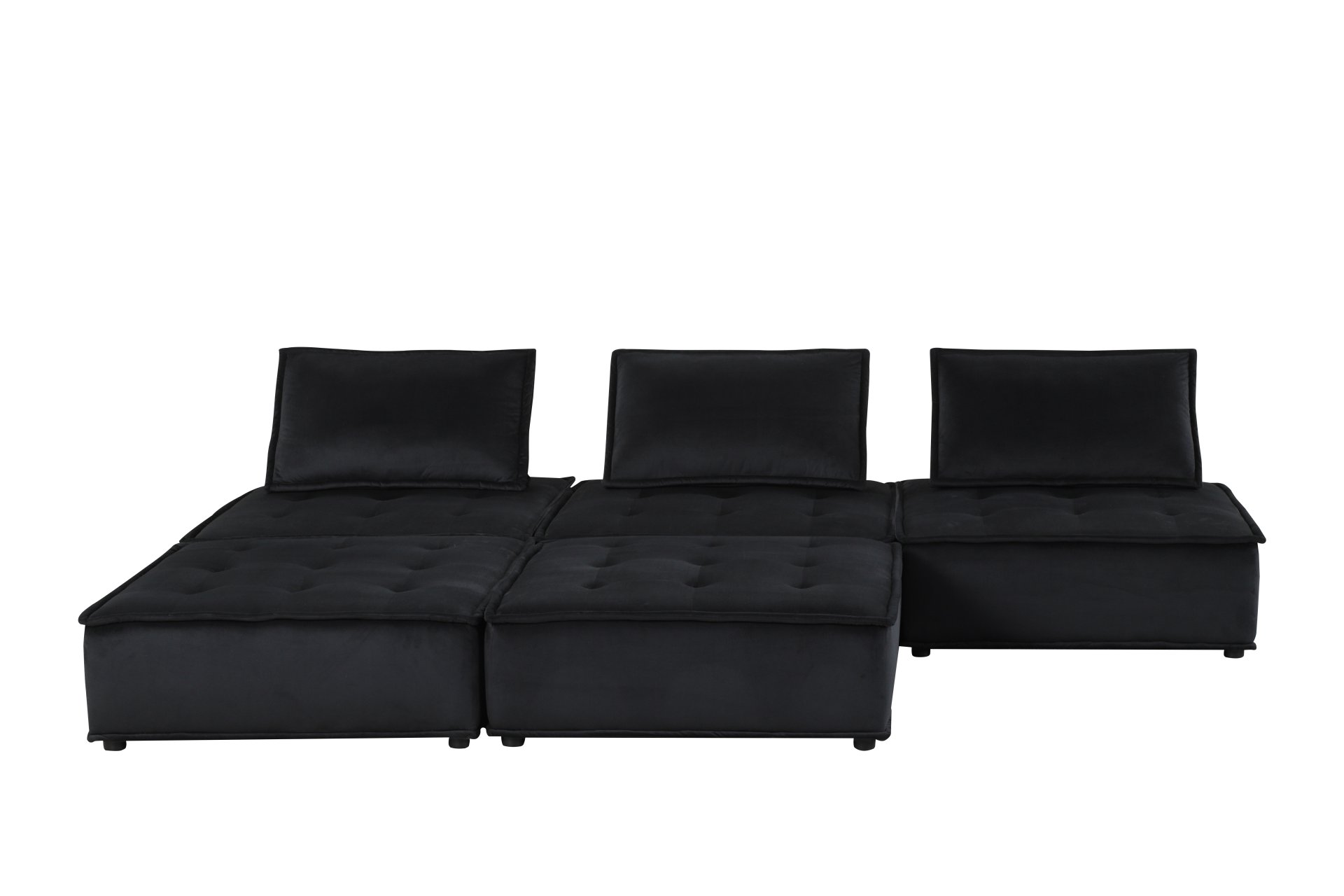 Anna - Velvet 5 Piece Sectional Sofa - Black - Image 8
